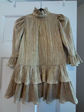 Janie and Jack Metallic Gold Ruffle Dress